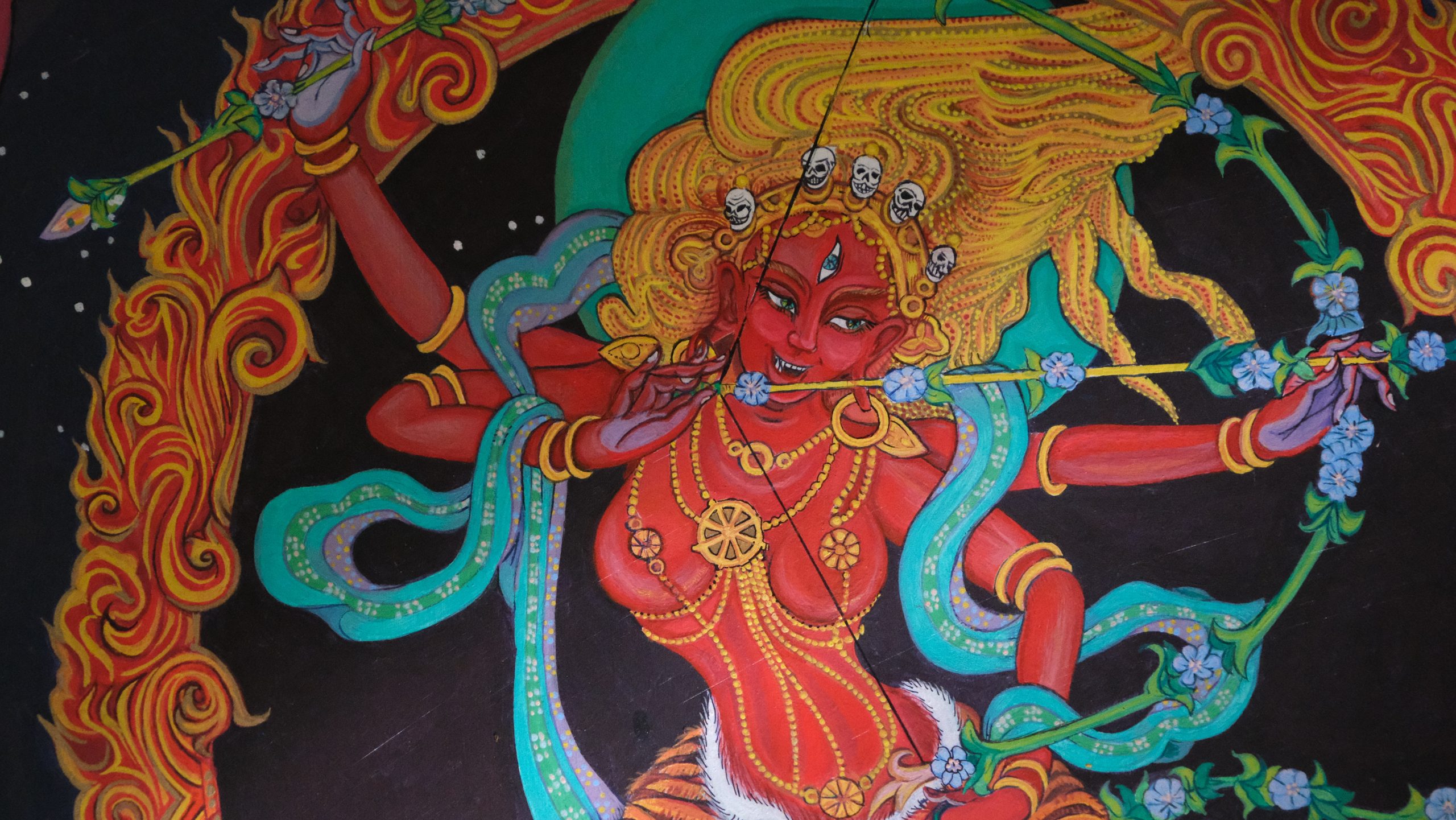 Painting in Buddhist temple from Dzogchen tradition of Tibet
